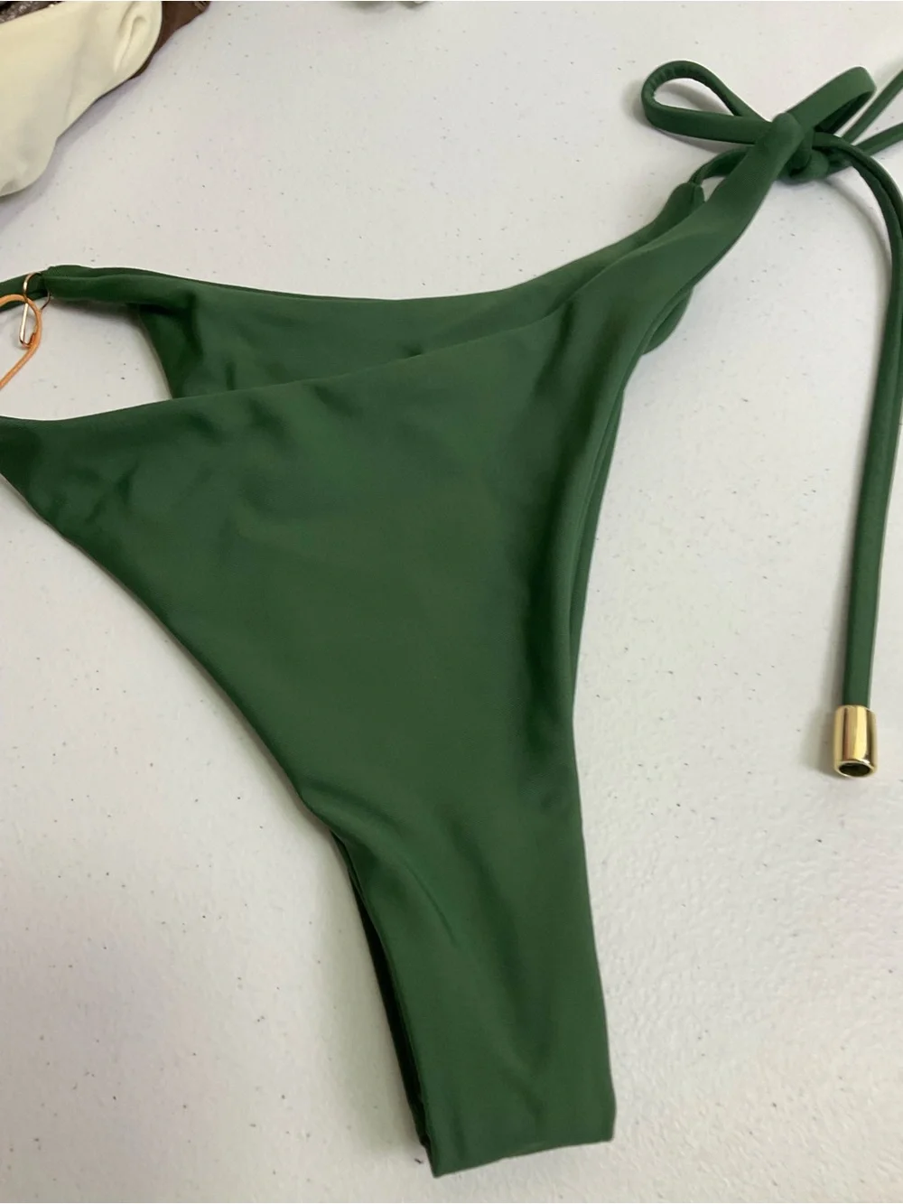 Italian Adjustable Side-Tie Bikini Bottom - Olive Green